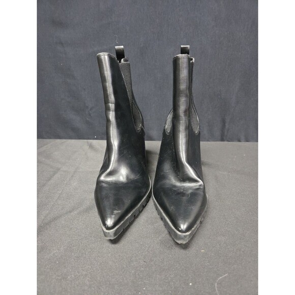 Charles David Black Leather Size 9.5 Platform Ankle Chelsea Deputy Boot Bootie - Picture 2 of 8